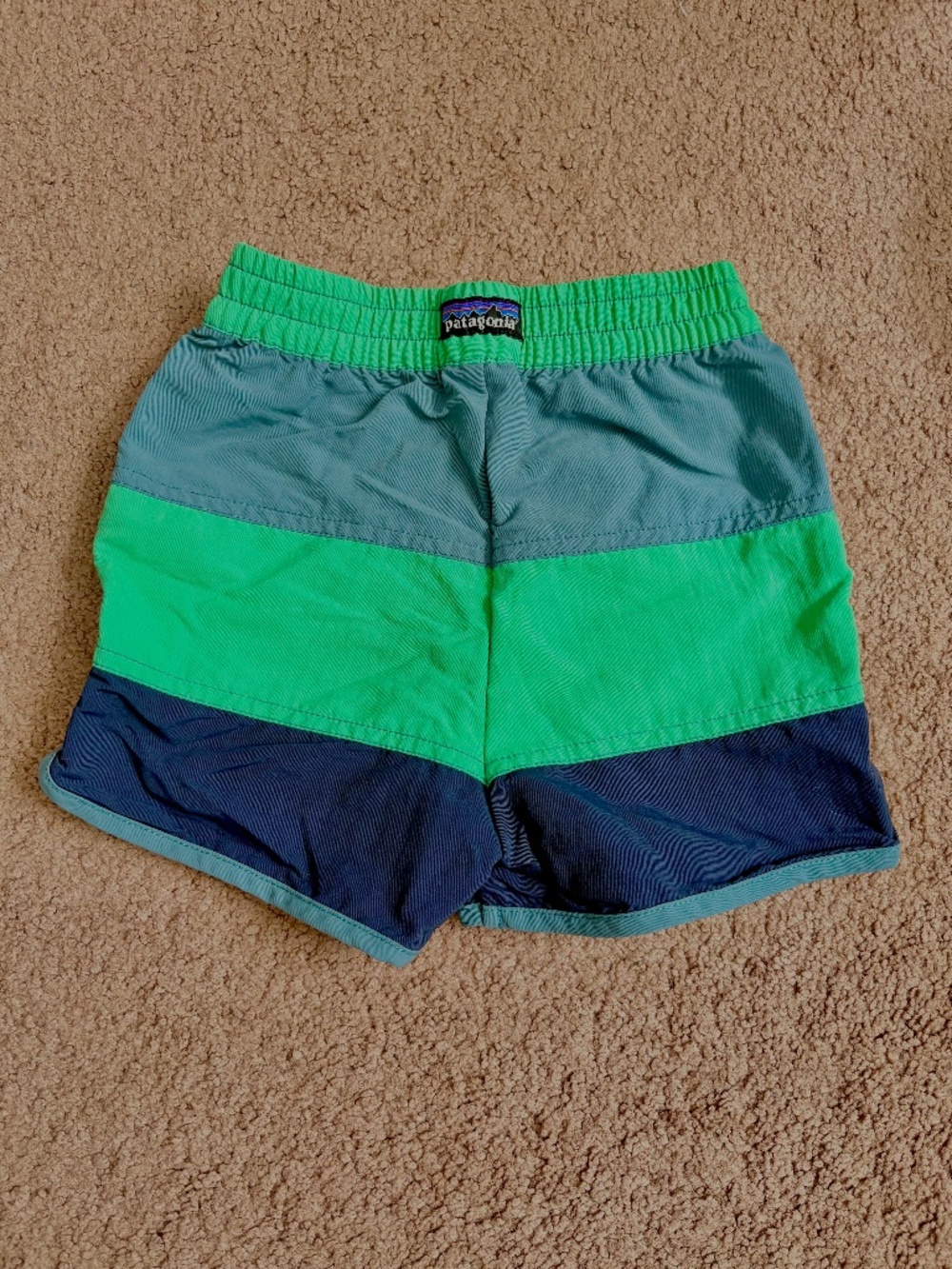Patagonia Baby Boardshorts Toddler Swim Wear Trunks Colorblock Sz 5T Green Blue